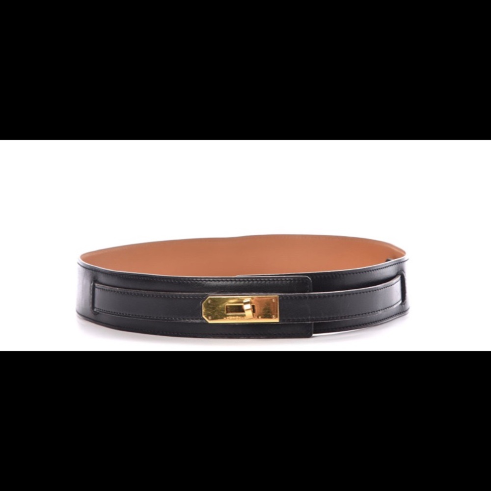 Hermes Box Adjustable Kelly 70 Belt in Black